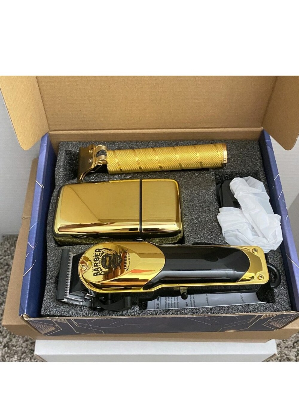 “Largner Barber Clipper Set Gold 3-in-1 Hair Trimmer ShaverNEW